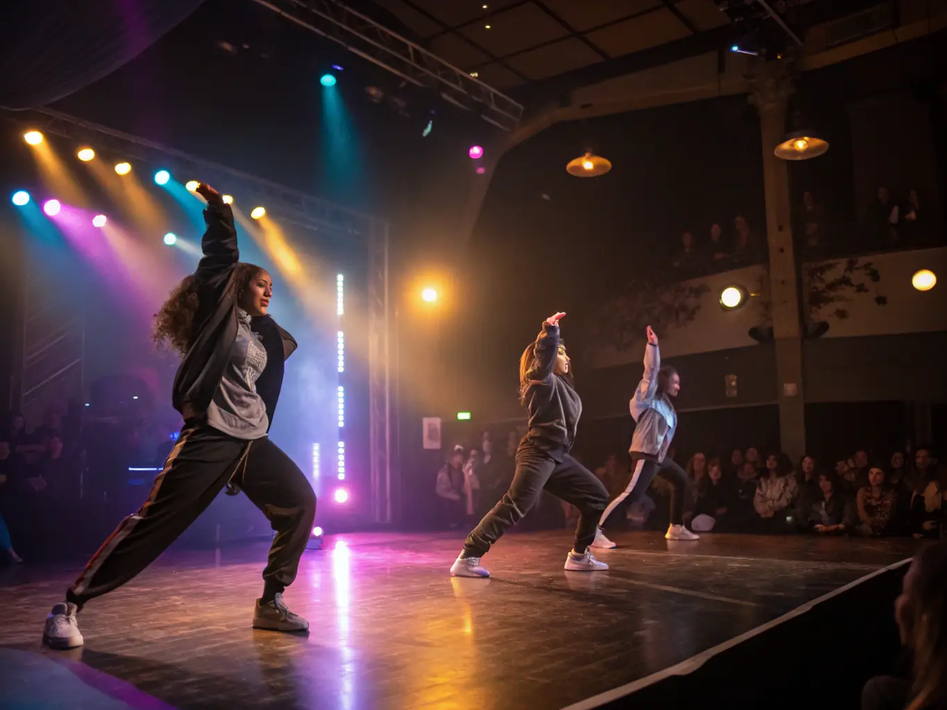 A dynamic image of CYP DANCE students performing on stage during a community event, showcasing their talent and passion for dance in a lively and engaging setting.