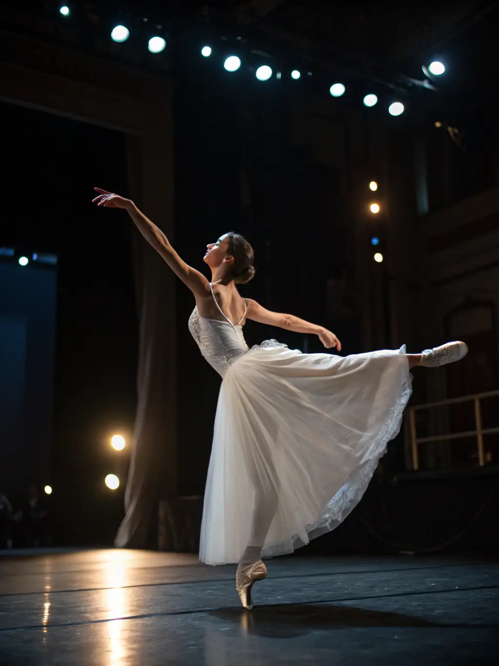 A young girl in ballet attire gracefully executing a pose during a CYP DANCE class, showcasing the elegance and discipline of ballet.
