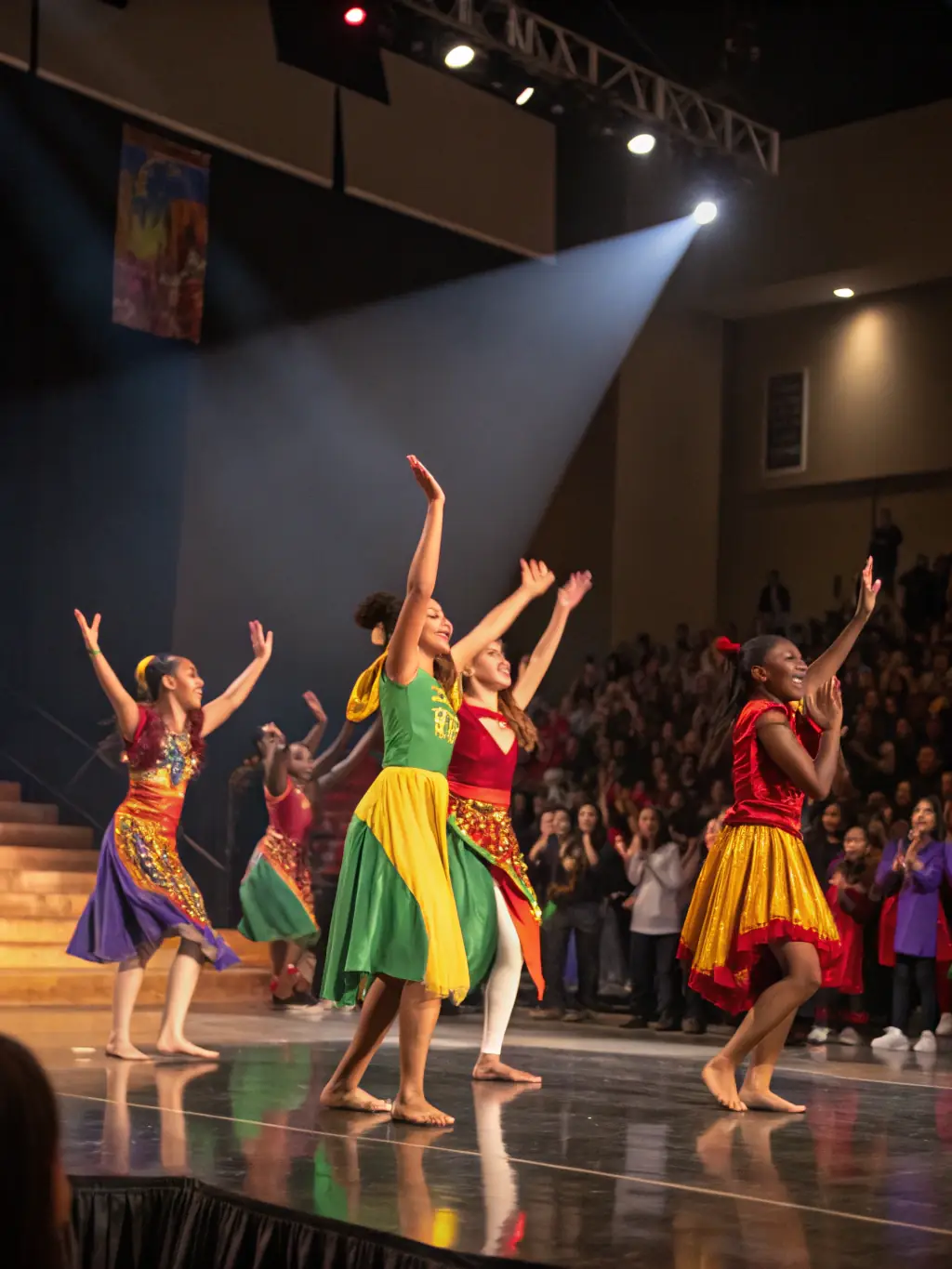 A vibrant photo of CYP DANCE students and instructors participating in a community dance event, emphasizing the studio's commitment to community engagement.